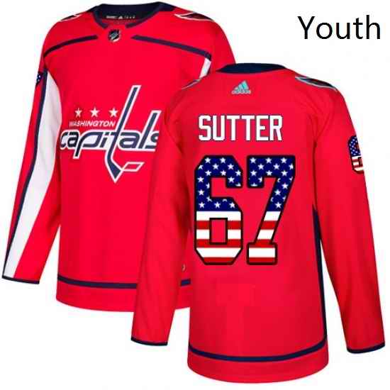 Youth Adidas Washington Capitals 67 Riley Sutter Authentic Red USA Flag Fashion NHL Jersey